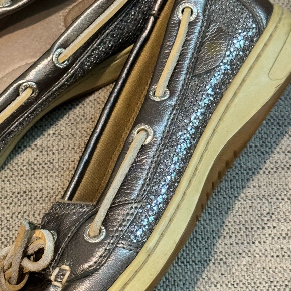 Sperry Top Sider Loafer Platinum Gray Glitter Sparkle Size 7M - Picture 3 of 8